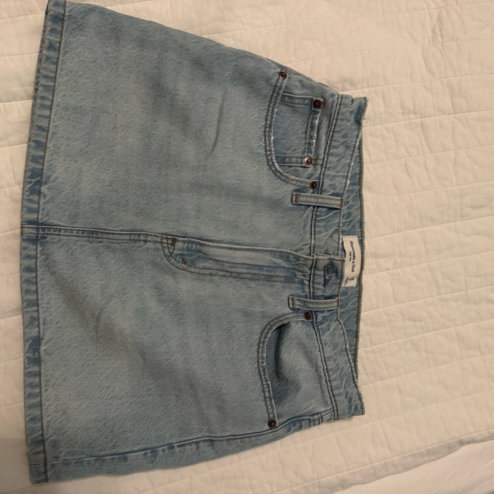 Abercrombie High Rise Light Blue Denim Skirt